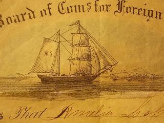 1856 STOCK CERTIFICATE CHRISTION MISSIONARY PACKET SAILING SHIP,  MORNING STAR 2