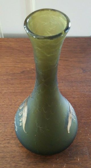 Antique Legras Floral Cameo Art Glass Bud Vase 9 