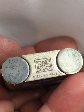 Vintage Sterling Silver Guilloche R&G Pocket Lighter Ripely & Gowan Glass Enamel 4
