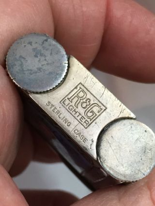 Vintage Sterling Silver Guilloche R&G Pocket Lighter Ripely & Gowan Glass Enamel 5