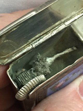 Vintage Sterling Silver Guilloche R&G Pocket Lighter Ripely & Gowan Glass Enamel 9