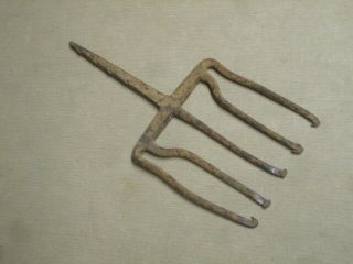 Antique Hand Forged Fish Eel Frog Spear Jig Fishing Tool Fork Decorative &