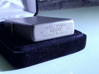 110 Solid Titanium Zippo Lighter - Rare - 2003 - Black Velvet Box - Edc -