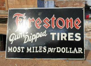 Old Antique Rare Firestone Tire Ad.  Porcelain Enamel Sign,  Collectible 10