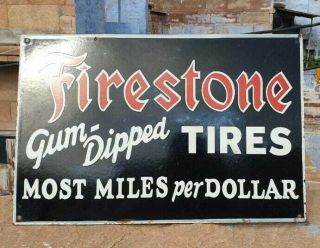 Old Antique Rare Firestone Tire Ad.  Porcelain Enamel Sign,  Collectible 12