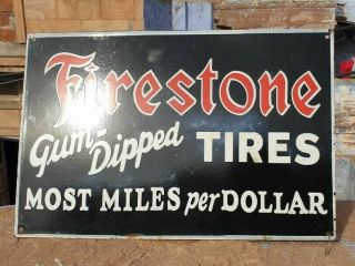 Old Antique Rare Firestone Tire Ad.  Porcelain Enamel Sign,  Collectible