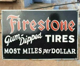 Old Antique Rare Firestone Tire Ad.  Porcelain Enamel Sign,  Collectible 2