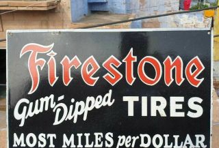 Old Antique Rare Firestone Tire Ad.  Porcelain Enamel Sign,  Collectible 3