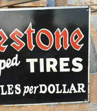 Old Antique Rare Firestone Tire Ad.  Porcelain Enamel Sign,  Collectible 8