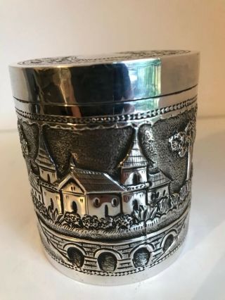 Antique Indian Silver Pot With Lid