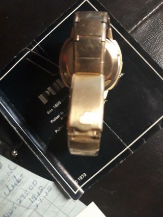 Vtg Pulsar Vintage digital Led Time Computer Watch Gold / BOX not 7