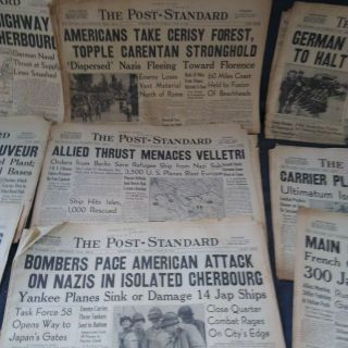 1944 WWII NEWSPAPERS (dates around D day) 6 - 1,  6 - 9,  6 - 10,  6 - 13,  6 - 14,  6 - 17,  ETC. 3