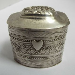 Early Decorative Dutch Antique 1860 Solid Silver Peppermint Snuff Box