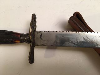 Rare Antique C1900 Rifleman’s Stag Bowie knife - Silver Fittings - Female Form Guard 8