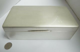 Handsome Large English Antique 1923 Solid Sterling Silver Table Cigarette Box