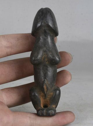 Hongshan Culture Old Jade Stone Black Meteor Carved Phallus Penis Statue Q15