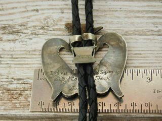 Vtg Old Pawn ZUNI Bobby Corraine SHACK STERLING Silver Large BOLO TIE TURQUOISE 7