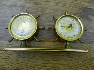 Vintage Swift And Anderson Barometer Set,  Yacht Wheel Design