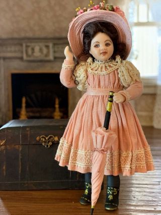 Artisan Miniature Dollhouse Vintage c2000 GINA BELLOUS Victorian Girl Doll RARE 2