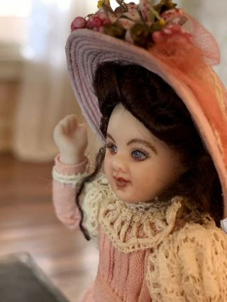 Artisan Miniature Dollhouse Vintage c2000 GINA BELLOUS Victorian Girl Doll RARE 8