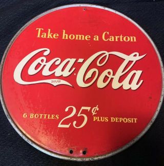 Vintage 1930’s Coca Cola 2 Sided Metal Sign Rare - Near "