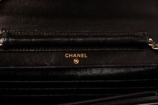 153 - 8 Chanel Vintage Black Patent Leather Wallet On Chain WOC Bag 7