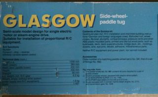 RARE Graupner Steam Side - Wheeler Paddle “Glasgow” RC Tug Boat - - Unbuilt 12