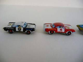 4 Vintage Miniature Japanese tinplate toy cars; Toyota / Kinkyu; 1950 ' s era RARE 5