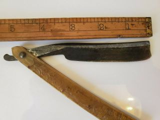 EXCEPTIONAL ANTIQUE GEORGE WASHINGTON STRAIGHT RAZOR PRESSED HORN by RODGERS 12