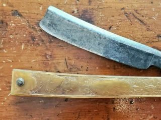 EXCEPTIONAL ANTIQUE GEORGE WASHINGTON STRAIGHT RAZOR PRESSED HORN by RODGERS 4