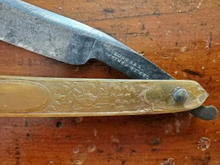 EXCEPTIONAL ANTIQUE GEORGE WASHINGTON STRAIGHT RAZOR PRESSED HORN by RODGERS 6