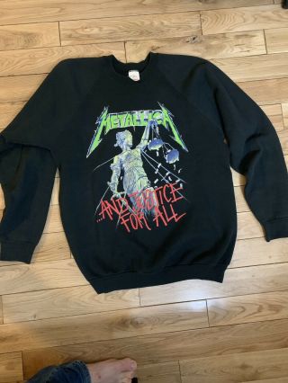Vintage 1980s Metallica And Justice For All Tour Concert Sweatshirt Crew Neck Xl