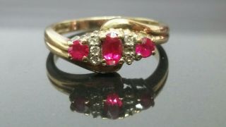 Art Nouveau Art Deco Natural Ruby And Diamond Evocative Crossover 9ct Gold Ring