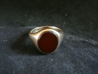 Heavy Vintage Mans Carnelian & Solid 9ct Gold Signet Ring Size L 5.  3 Grams