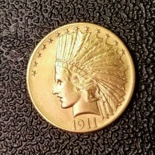 1911 $10 Indian Gold Coin Philadelphia Usa Low Mintage Rare