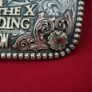 1994 RODEO TROPHY BUCKLE VINTAGE BROWNWOOD TEXAS BULL RIDING - LEO SMITH 468 7