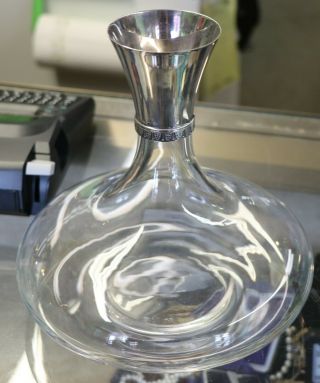 Cristofle Sterling Silver Cut Crystal Ships Decanter