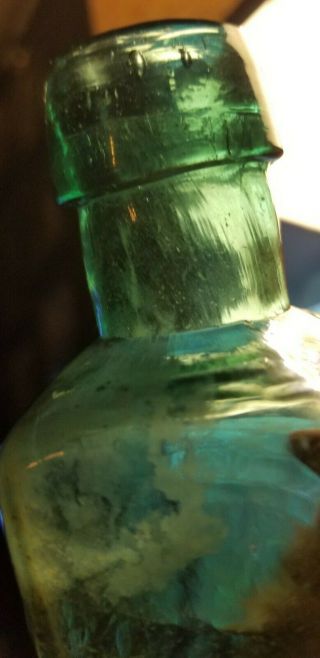 Turquoise Whittled Pontiled Bartine ' s Lotion Civil War Era Extremely Rare 10