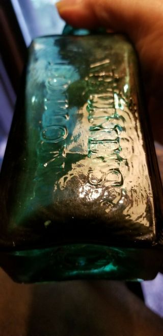 Turquoise Whittled Pontiled Bartine ' s Lotion Civil War Era Extremely Rare 2