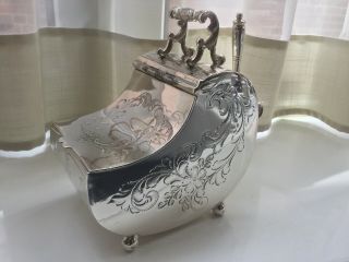 Victorian John Gilbert Silver Plated Chased Lidded Sugar Scuttle & Scoop