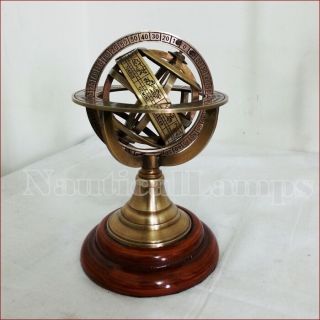 Vintage Antique Solid Brass Armillary Sphere Desktop Collectible Nautical Decor