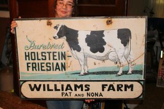 Rare Vintage 1940 ' s Holstein - Friesian Dairy Cow Milk Farm 2 Sided 36 