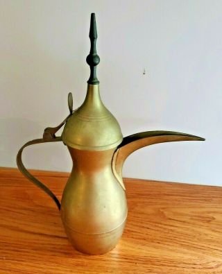 ANTIQUE SOLID BRASS DALLAH MIDDLE EASTERN ARABIC COFFEE POT 2