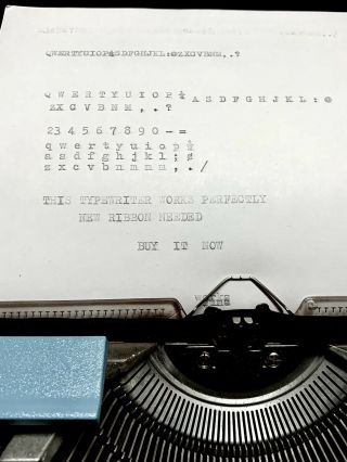 Vintage Olivetti Studio 46 Typewriter Portable Blue White Keys Case EUC 6