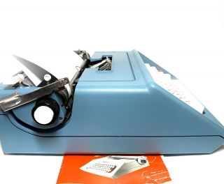 Vintage Olivetti Studio 46 Typewriter Portable Blue White Keys Case EUC 7