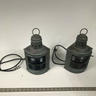 Antique Perko Bronze Port And Starboard Oil/electric Marker Lights
