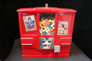 Oak Premiere Vintage Baseball Card Penny 1 Cent Coin Operated Gum Ball Machine