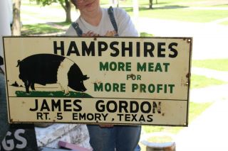 Vintage 1940 ' s Hampshires Pig Hog Feed Farm 2 Sided 36 