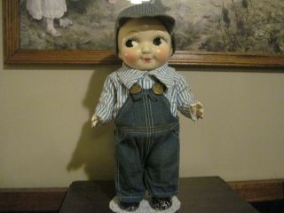 Vintage Advertising Early Composition Buddy Lee Doll In Orig.  Railroad Outfit