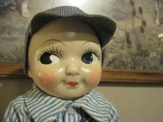 VINTAGE ADVERTISING EARLY COMPOSITION BUDDY LEE DOLL IN ORIG.  RAILROAD OUTFIT 2